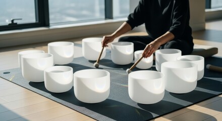 Crystal singing bowls for sound healing